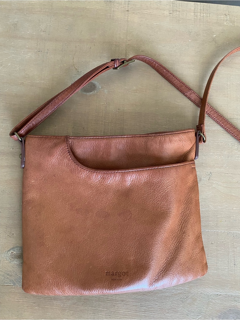 margot Brown Leather Messenger Bag with Front Pocket